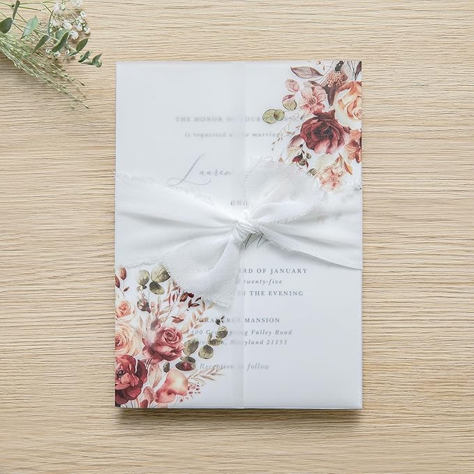 PONATIA 50PCS Vellum Jackets for 5x7 Invitation Cards- 135GSM Burnt Orange - Image 9