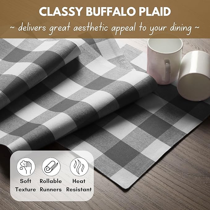 Native Fab Table Runner Buffalo Check Plaid 100% Cotton - Image 4