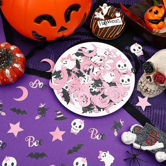 MARFOREVER Pink Halloween Confetti Glitter, Halloween BOO Witch Bat Pumpkin - Image 5