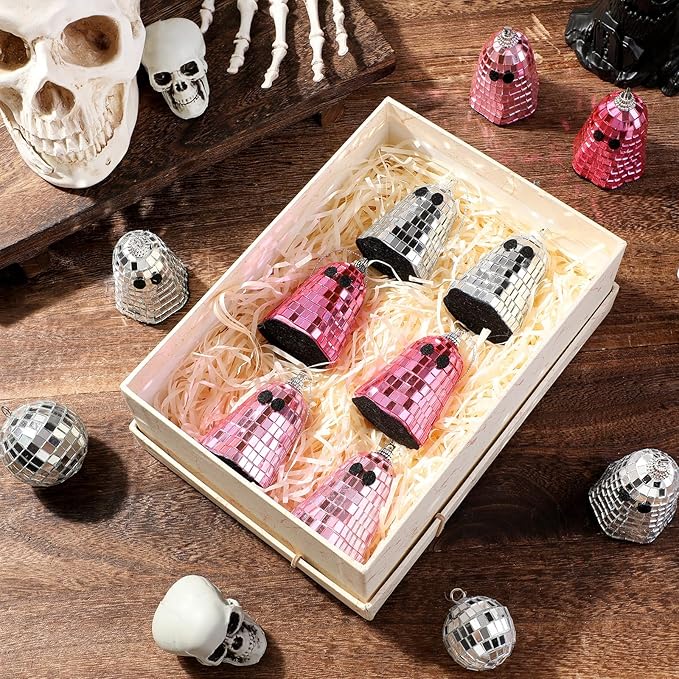 24 Pcs Halloween Disco Ghosts Decor Halloween Ornament Silver Mirror Disco - Image 2