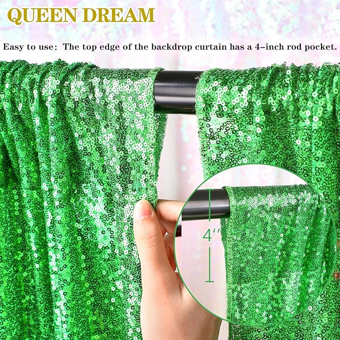 Sequin Backdrop Curtains 6 Packs 2ftx8ft Green Photo Background Drapes - Image 5