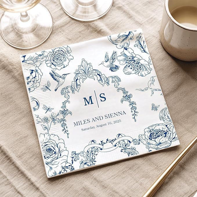 Custom Wedding Cocktail Napkins, Personalized Paper Napkin - Image 3