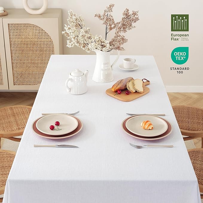 100% Pure Linen Tablecloths 60x90Inches, Rectangle Table Cloth - Image 4