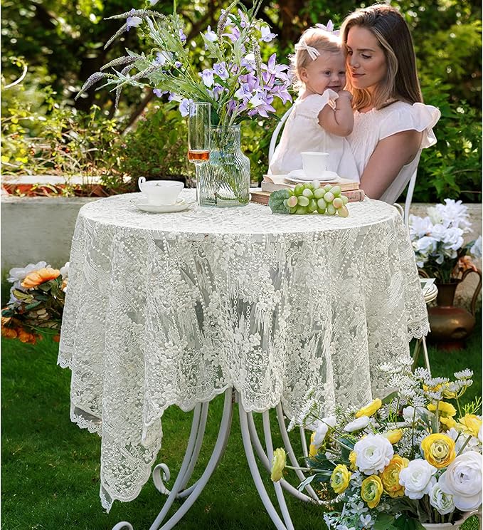 Lace Embroidered Tablecloth. Square Lace Vintage Tablecloth Dustproof Table - Image 8