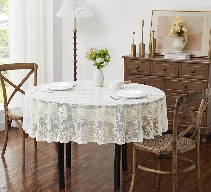 LinenZone Small Ivory Round Tablecloth by LinenZone