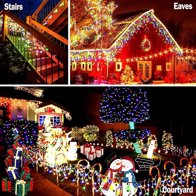 KNONEW Christmas Lights Outdoor Decorations 400 LED 33ft 8 Modes Curtain Fairy - Image 8