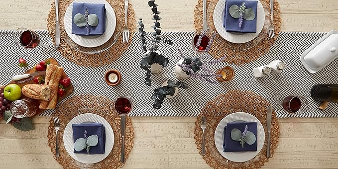 DII Woven Basic Tabletop Collection Chevron Table Runner, French Blue - Image 5