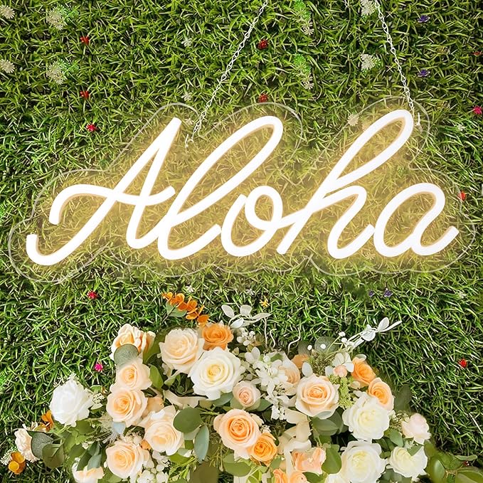 Aloha Neon Light Aloha Warm White Neon Sign by JIURUIFFC