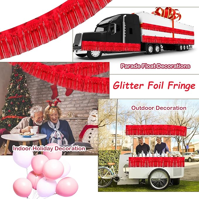 4 Pack 10 Feet Glitter Red Parade Float Decorations - Image 7