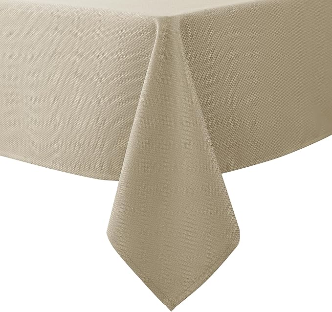 Biscaynebay Textured Fabric Tablecloths 52x70 Inches Rectangular, Natural Water by Biscaynebay