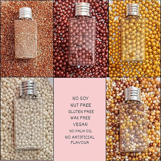 Confect Sprinkle Mix – Edible Gold, Bronze & White Sugar Pearls - Image 4
