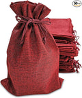 50 Red Burlap Bags with Drawstring, 5x8 Inch Gift Bag Bulk Pack by SupplyFriend