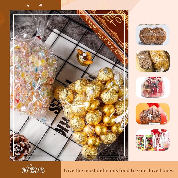 NPLUX 100 Pack Cellophane Bags Small Plastic Cookie Bag Clear Treat Bags - Image 5