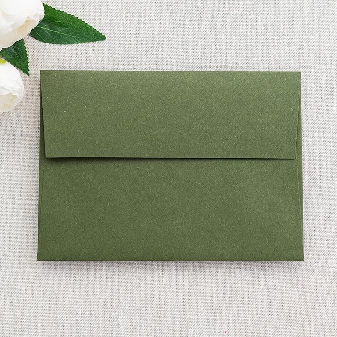 PONATIA 50 PCS 5x7 Envelopes, Olive Green Self- Adhesive A7 Envelopes - Image 3