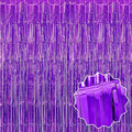 6 Pack Purple Foil Fringe Curtains Backdrop, 3.28 x 8.2 Ft Metallic Streamers by LANTIANCHEN
