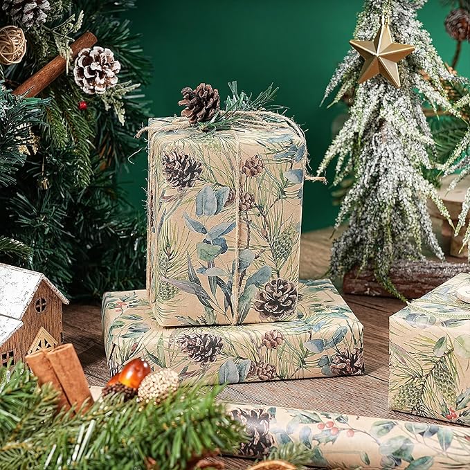RUSPEPA 30" X 100' Kraft Christmas Wrapping Large Paper Roll, Jumbo Roll - Image 3
