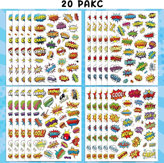 Cool Superhero Stickers 615 Count Boom Party Favors Goodie Gifts Bags Decor - Image 2