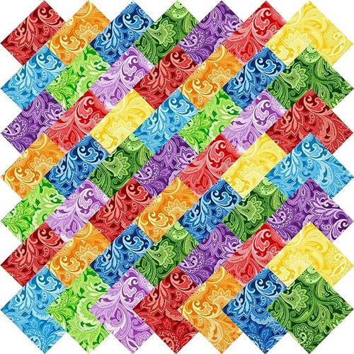 10"x 10" 50 PCS 100% Cotton Floral Fabric Squares Bundles Quilting Supplies by newamishquilt