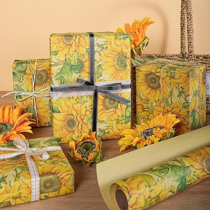 RUSPEPA Sunflower Wrapping Paper Roll - Image 4