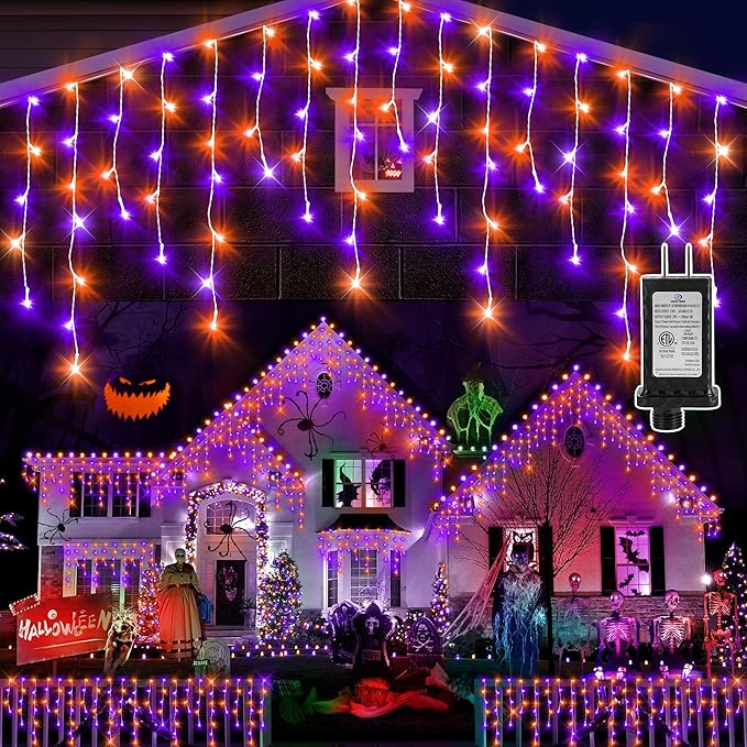 KNONEW Orange Purple Halloween Lights 33FT 400 LED String Lights Outdoor by KNONEW