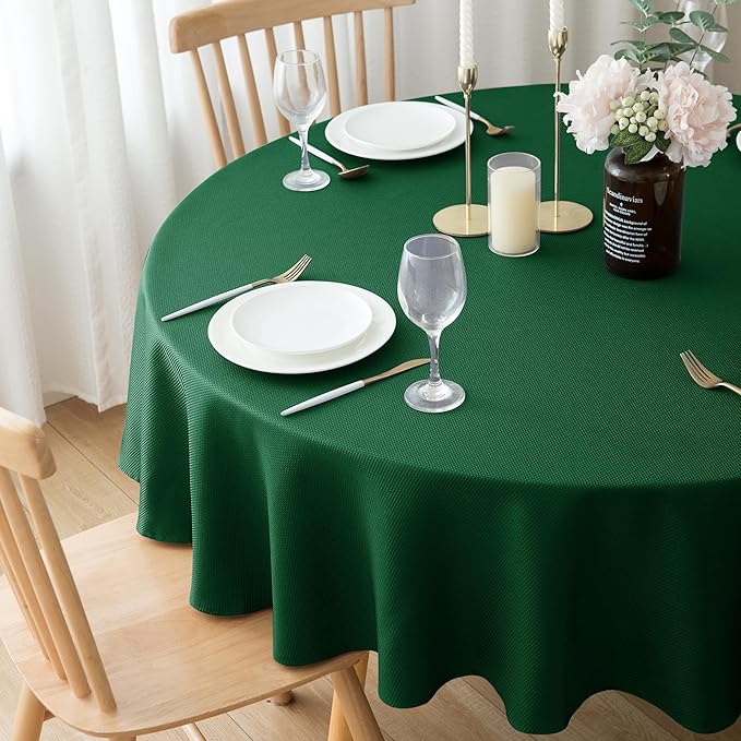 Biscaynebay 6 Pack Textured Fabric Round Tablecloths 60", Hunter Green Water - Image 6