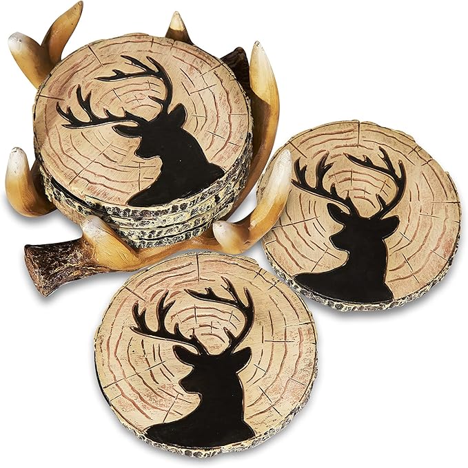 Deer Antlers Coaster Set of 6 – Handcrafted Deer Antler Decor and Man Cave Gifts - Image 6
