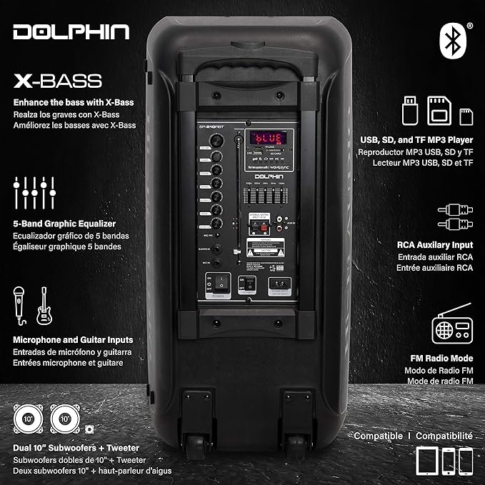Dolphin 1000W Karaoke Party Speaker - Image 7