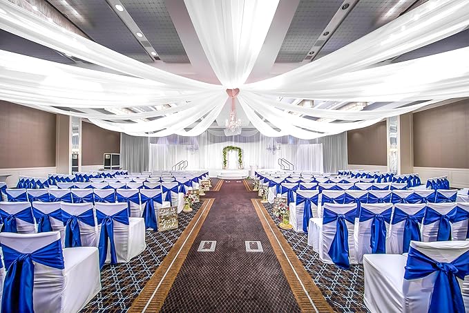 White Ceiling Drapes for Wedding, 5ftx20ft Sheer Fabric Curtain, Wedding Arch - Image 8