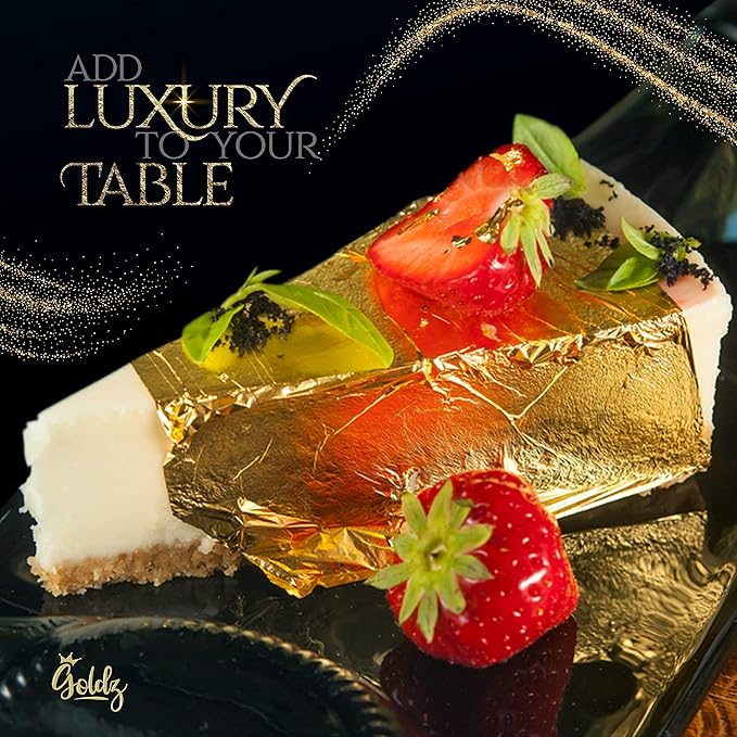 goldz: Edible 99.99% Gold Leaf, Genuine Gold Leaf, 24 Karat Edible gold Sheets. - Image 7