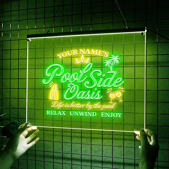 Personalized Pool Side Oasis Neon Sign, CustomLED Name Light - Image 2