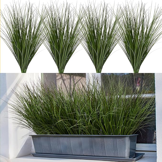 32PCS 17.3" Fake Plants Artificial Wheat Grass Greenery Plastic Plants Fake by UqueetenLtd