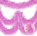 50 Feet Macaron Pink Christmas Tinsel Garland, Metallic Foil Twist Banner Wall by LANTIANCHEN