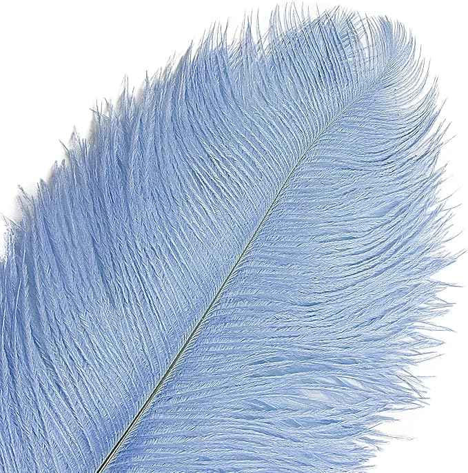 THARAHT Baby Blue Ostrich Feathers 12pcs Large Natural Bulk 14-16Inch 35cm-40cm - Image 3