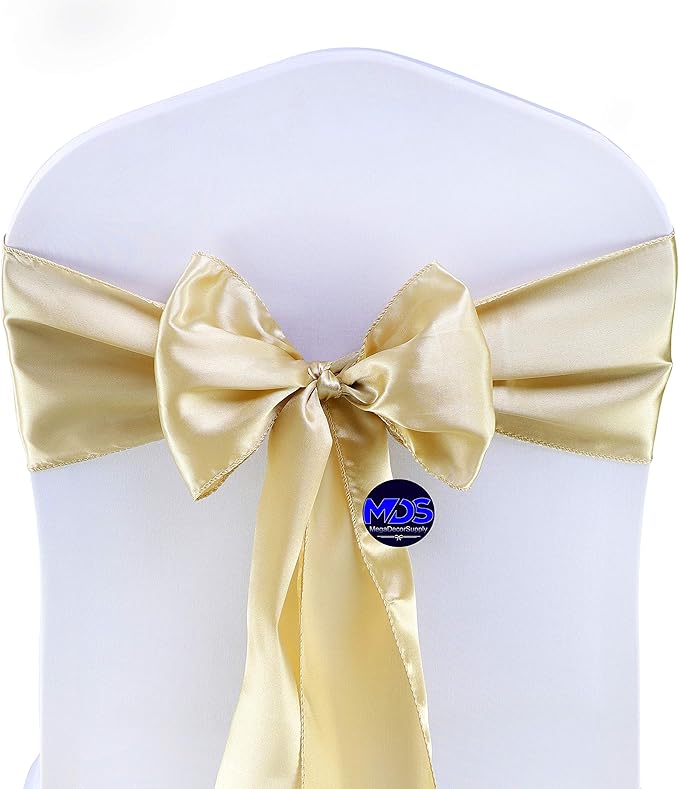 MDS Pack of 300 PCS Satin Chair Sashes Charmeuse Sateen Dining Chair Bows - Image 2