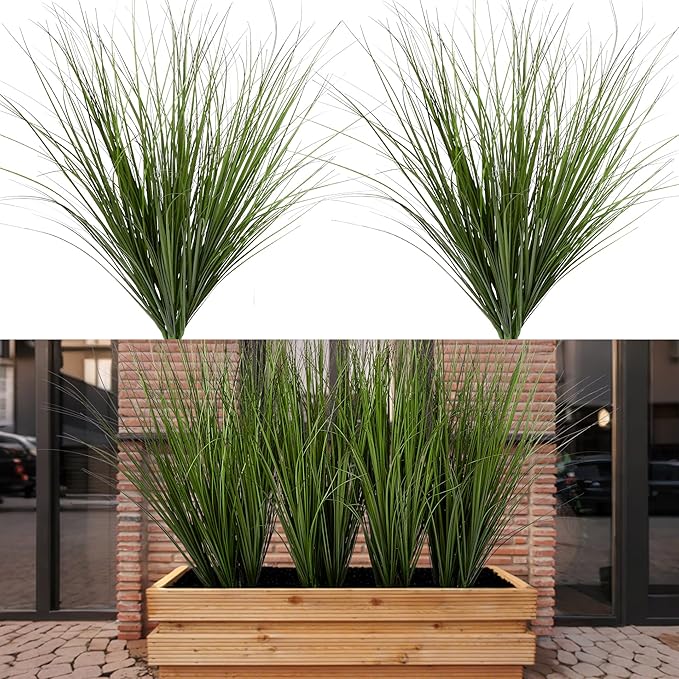 12PCS Fake Plants Artificial Wheat Grass Greenery Plastic Plants Fake Grass by UqueetenLtd
