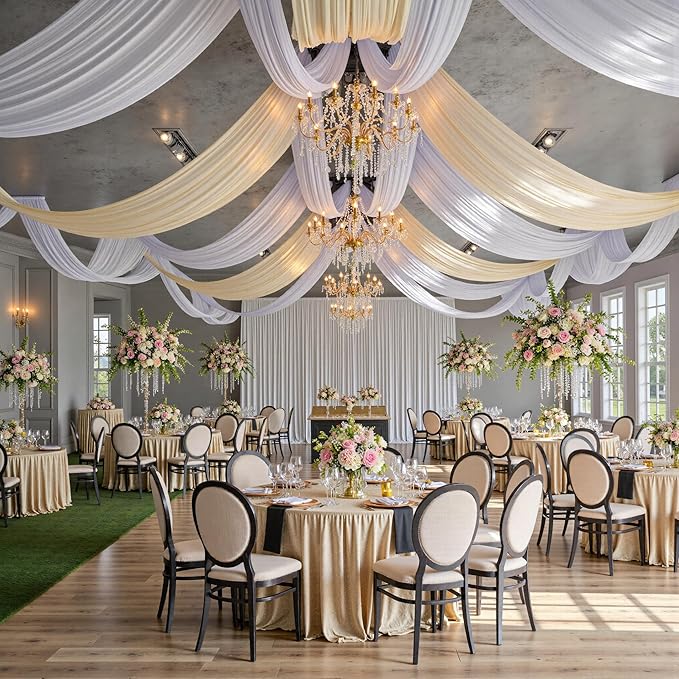 30ft x 15ft White Wrinkle Free Backdrop Curtains - Image 3