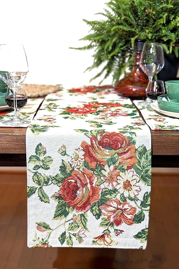 Tache Sweet Roses Spring Summer Traditional Country Vintage White Red Floral - Image 6