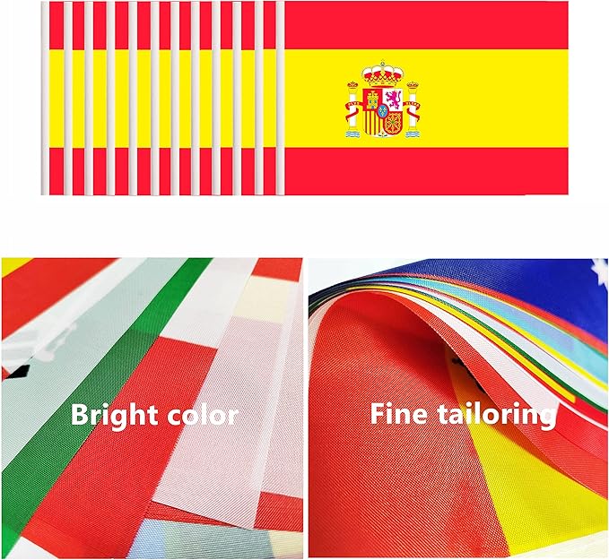 12 Pack Spain Desk Flags Set, Spanish Small Mini Table Office Flags - Image 4