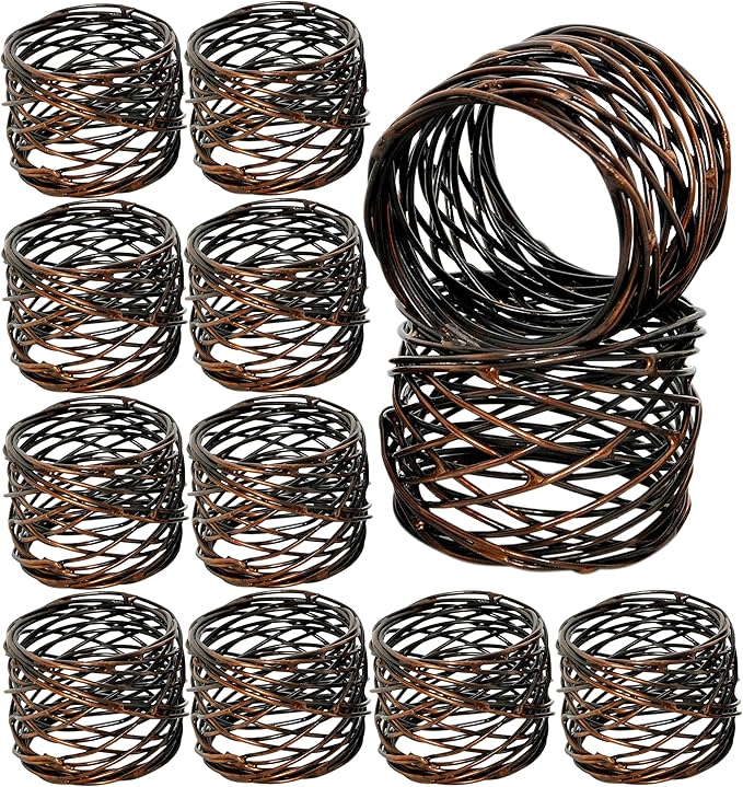 Twisted Wire Mesh Napkin Rings Holders Set of 12 by CLEENTABLE