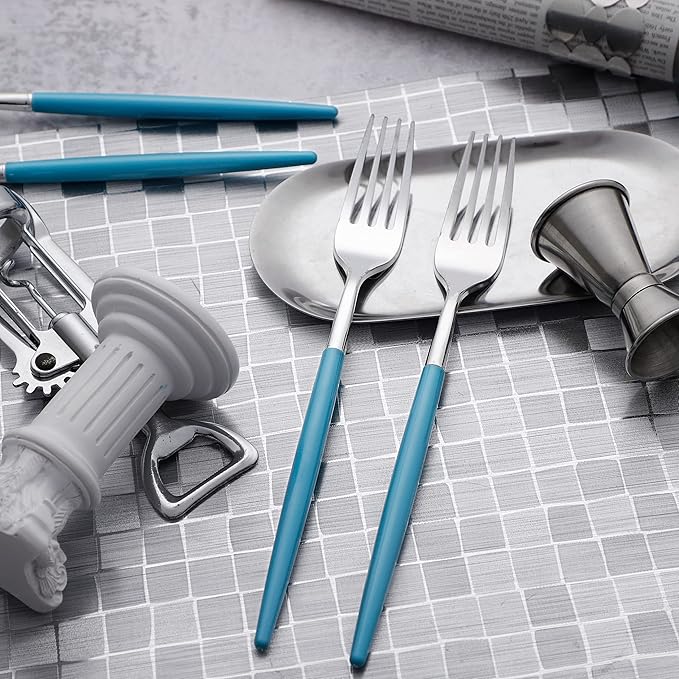 WELLIFE 144Pcs Blue Plastic Silverware, Heavy Duty Plastic Flatware - Image 8