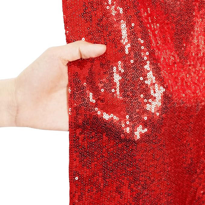 Poise3EHome 6Ft x 8Ft Red Sequin Backdrop, Glitter Thick Satin Sequin - Image 3