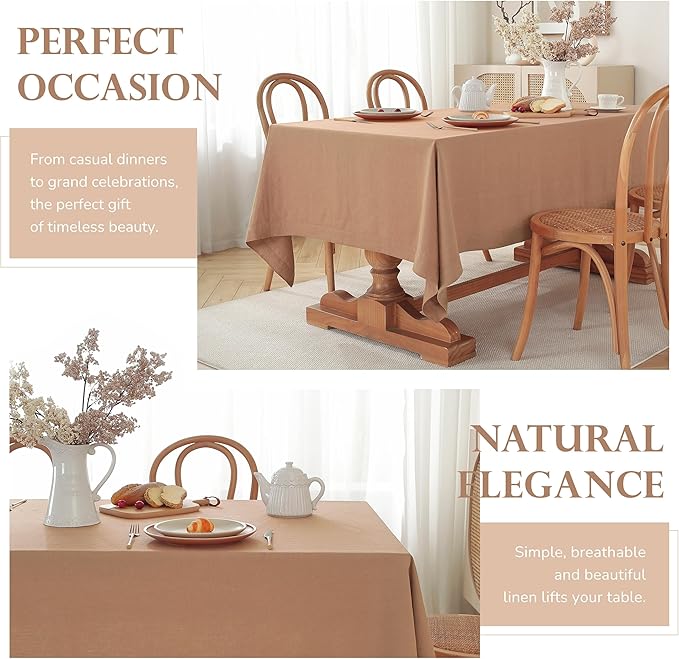 100% Pure French Linen Tablecloths 55x55inch Durable Stonewashed Square Table - Image 5