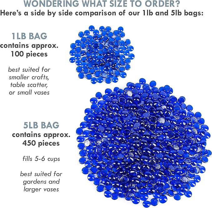 Galashield Flat Glass Marbles for Vases Cobalt Blue Glass Gems Beads Pebbles - Image 5
