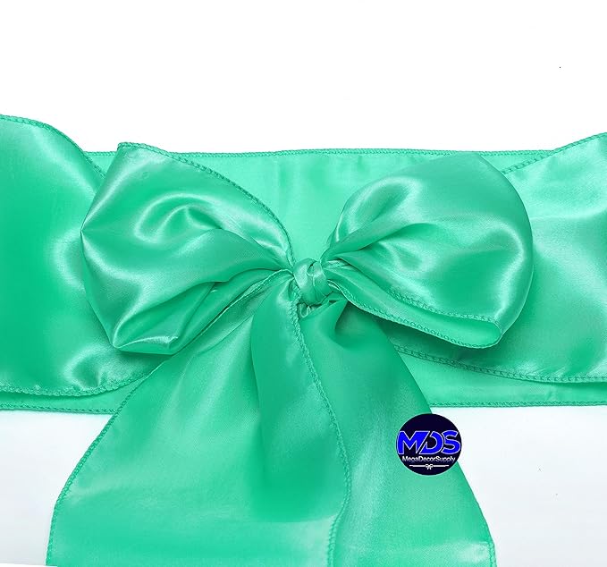 MDS Pack of 10 PCS Satin Chair Sashes Charmeuse Sateen Dining Chair Bows Ribbon - Image 3
