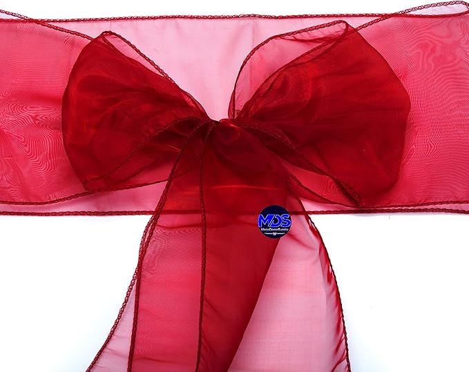 MDS Pack of 200 PCS Organza Chair Sashes Wider Dining Chair Bows Ribbon Tie Back - Image 4