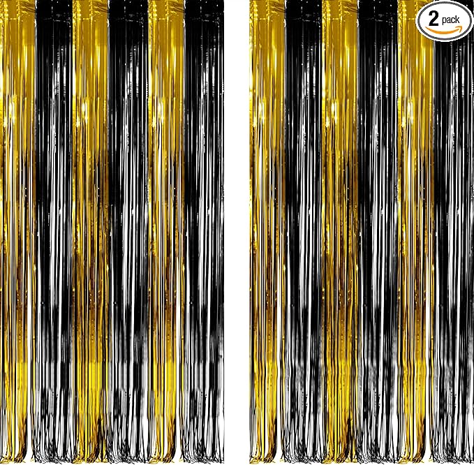Black and Gold Party Streamers Decoration by GREATRIL