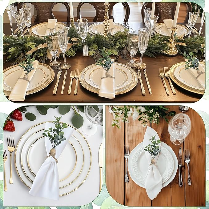 MAOANME Napkin Rings Set of 30, Rustic Eucalyptus Napkin Holder Rings - Image 6