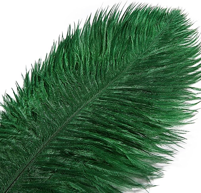 THARAHT Blackish Green Ostrich Feathers 12pcs Large Natural Bulk 16-18Inch - Image 3