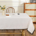 MYSKY HOME Table Cloth 60x102 in Rectangle Table, Cotton Tassel Linen Look by MYSKYHOME