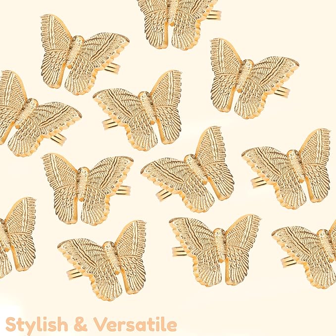 12 Pcs Gold Napkin Rings Set - Image 8